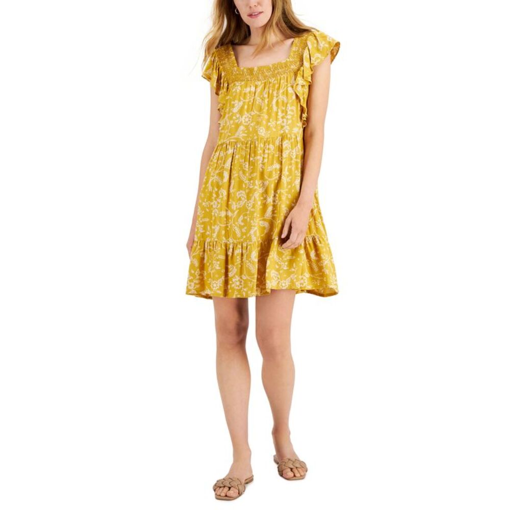 Jamie Layla Petite Printed Flutter Sleeve A Line Dress